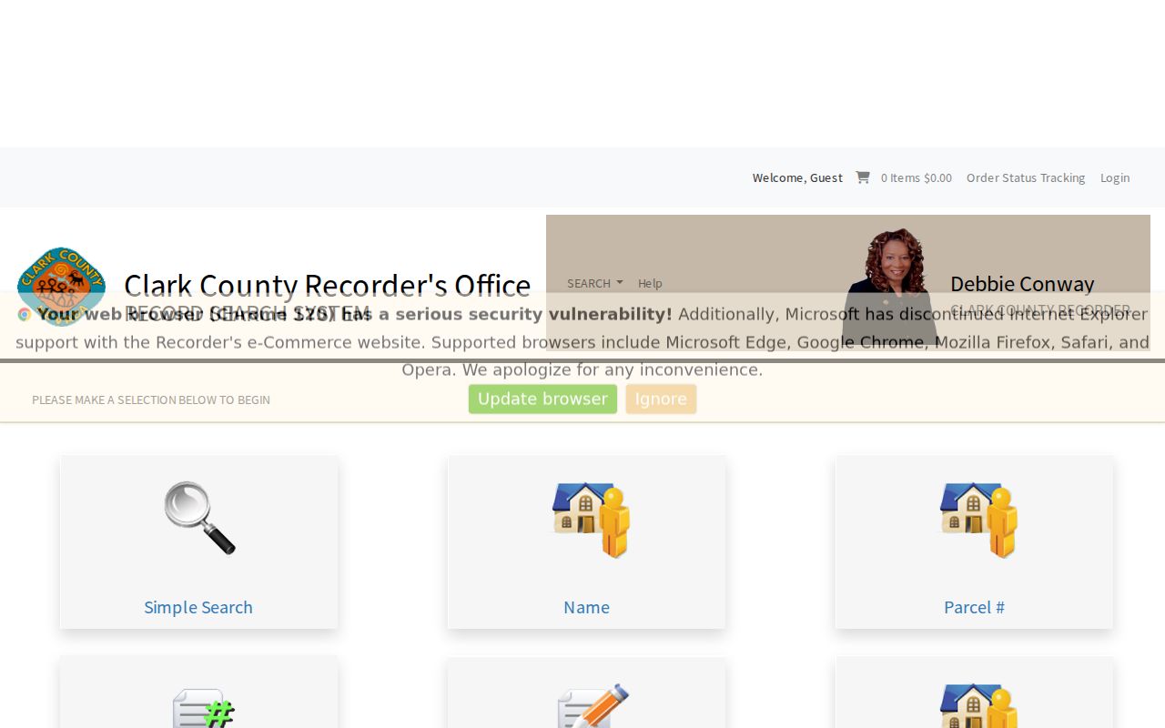 Sunrise Manor residents directory Clark County Recorder search options