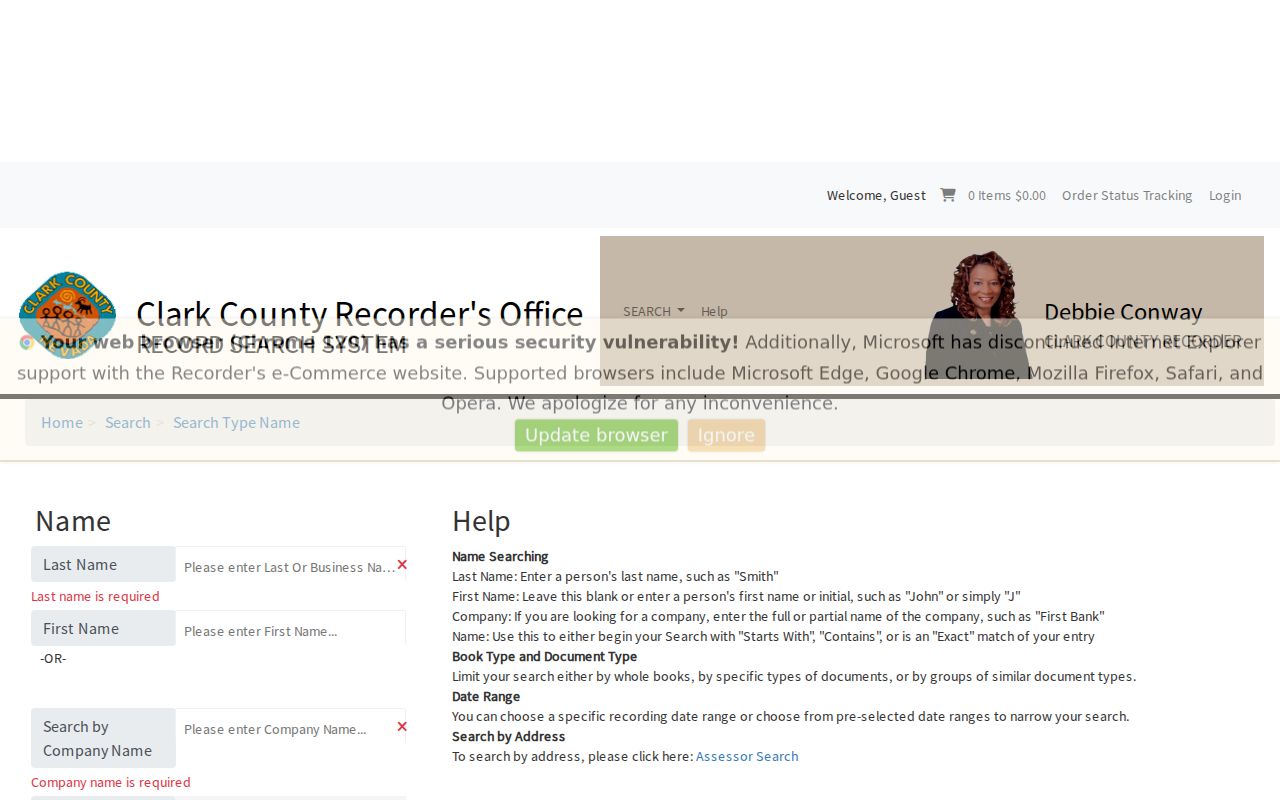 Sunrise Manor previous residents Clark County Recorder grantor grantee search